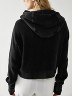 Women's waffle-knit hoodie with drawstring hood