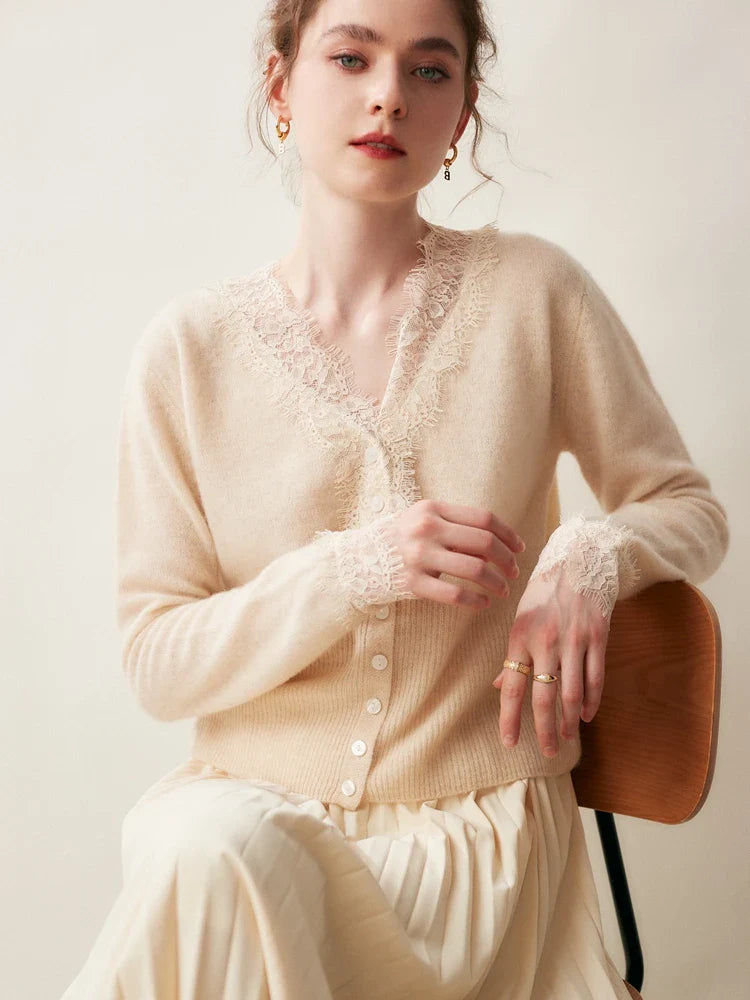 Women's lace cardigan with open-knit pattern