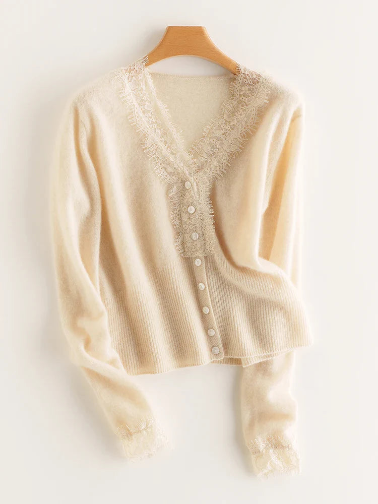 Women's lace cardigan with open-knit pattern