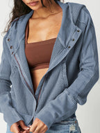 Women's waffle-knit hoodie with drawstring hood