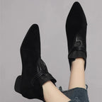 Women's ankle boots with crest detail and block heel