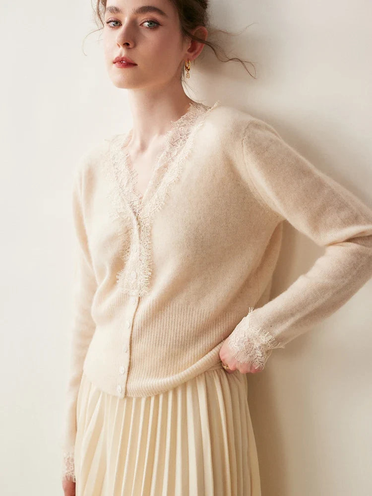 Women's lace cardigan with open-knit pattern