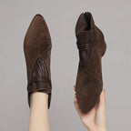Women's ankle boots with crest detail and block heel