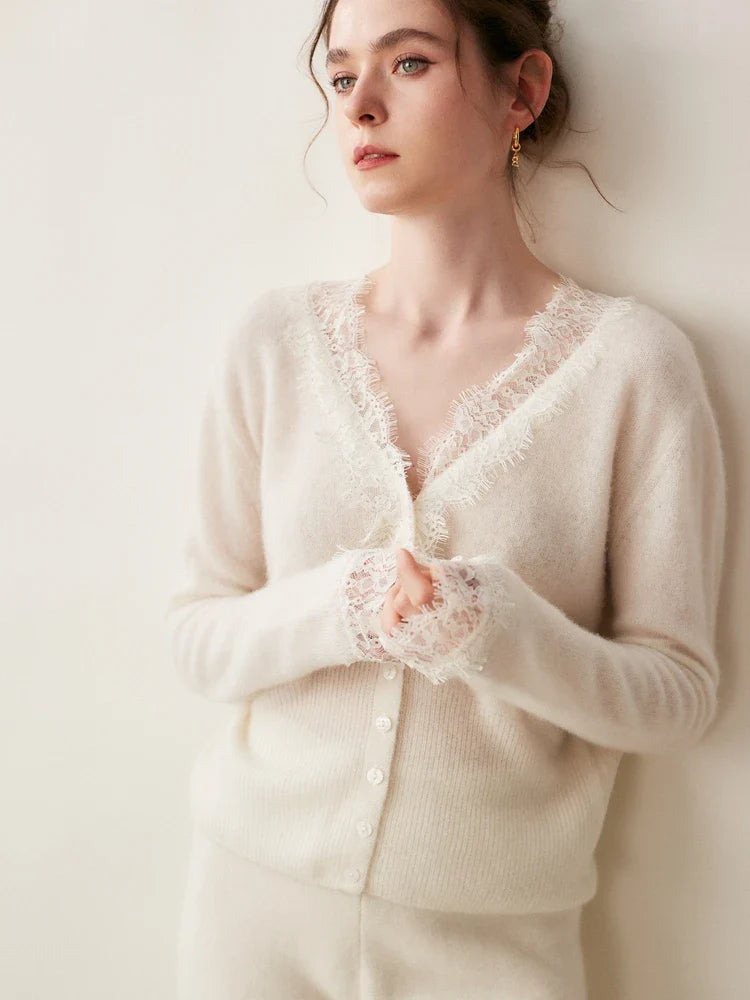 Women's lace cardigan with open-knit pattern