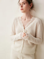 Women's lace cardigan with open-knit pattern