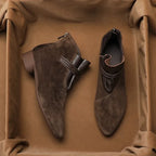 Women's ankle boots with crest detail and block heel