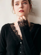 Women's lace cardigan with open-knit pattern
