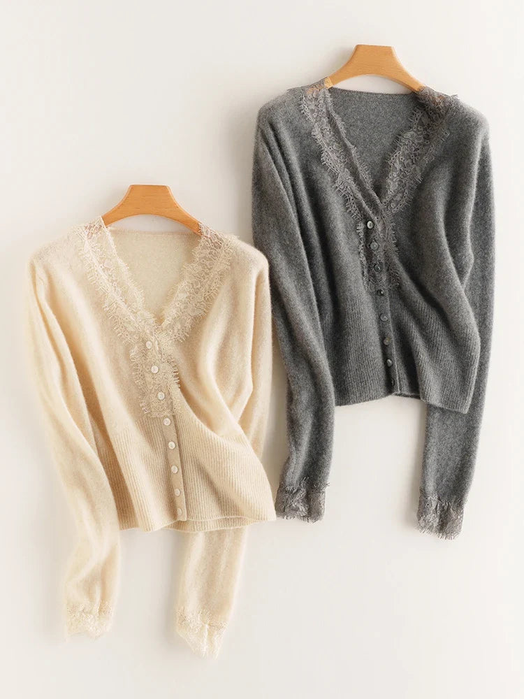 Women's lace cardigan with open-knit pattern