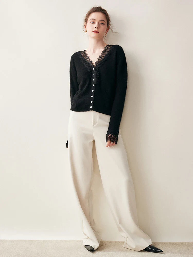 Women's lace cardigan with open-knit pattern