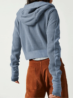 Women's waffle-knit hoodie with drawstring hood