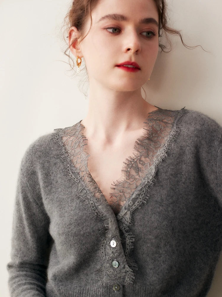 Women's lace cardigan with open-knit pattern