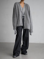 Women's open-front cardigan with long sleeves and ribbed trim