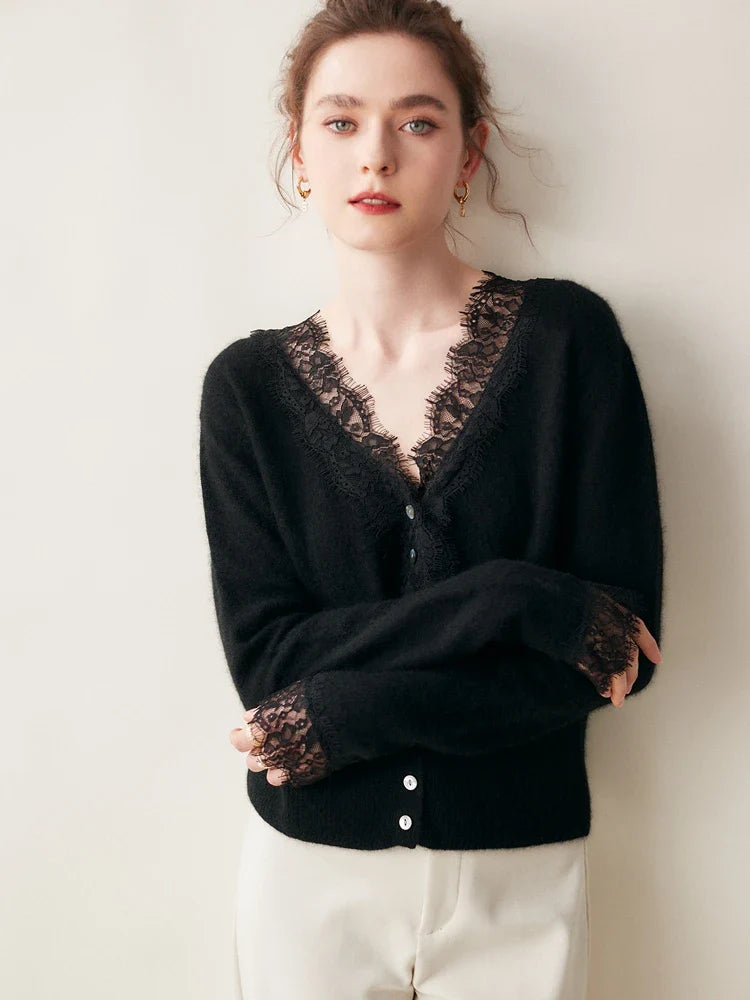 Women's lace cardigan with open-knit pattern