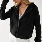 Women's waffle-knit hoodie with drawstring hood