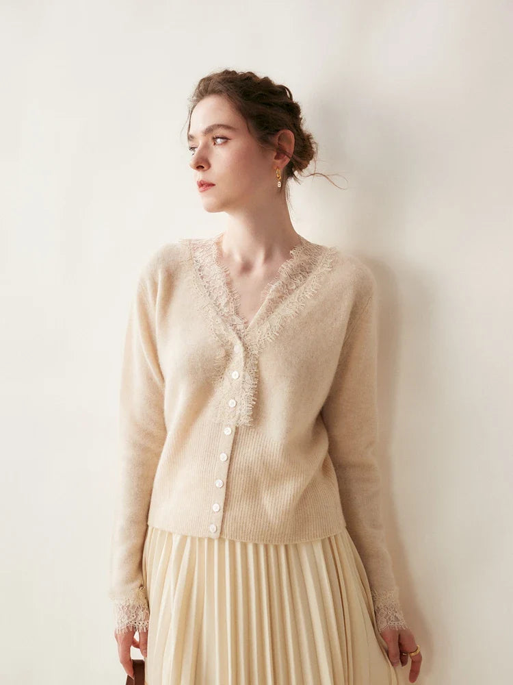Women's lace cardigan with open-knit pattern
