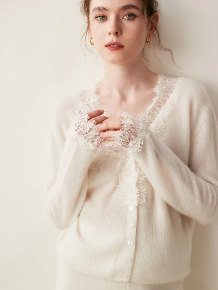 Women's lace cardigan with open-knit pattern