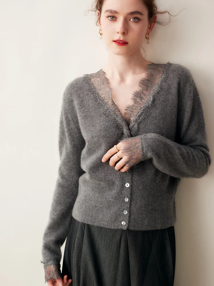 Women's lace cardigan with open-knit pattern