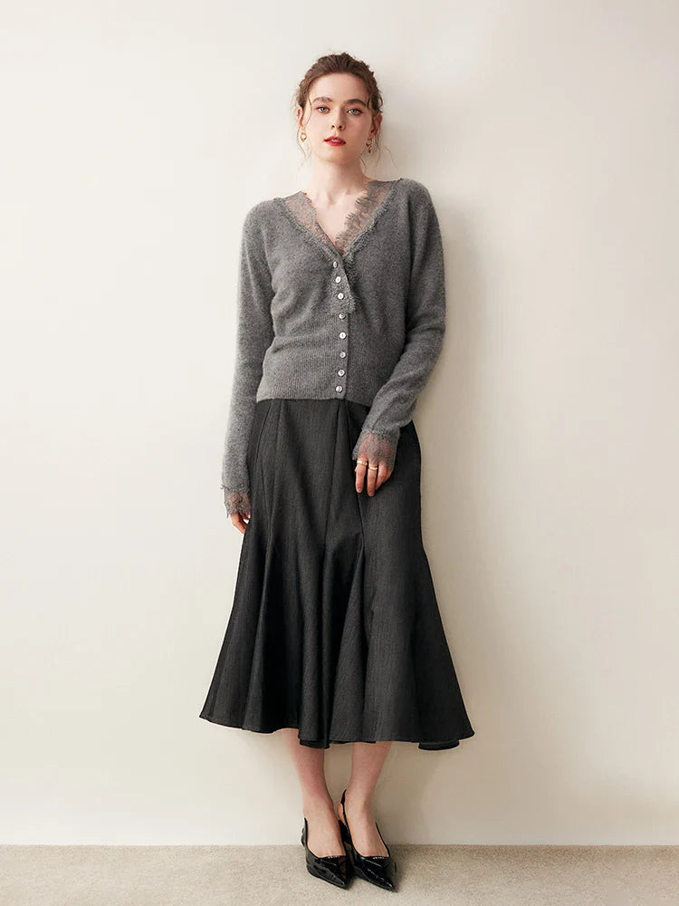 Women's lace cardigan with open-knit pattern