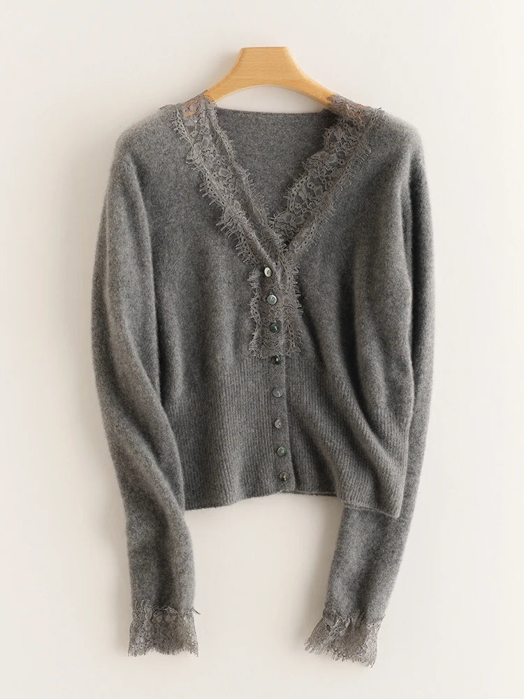Women's lace cardigan with open-knit pattern