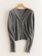 Women's lace cardigan with open-knit pattern