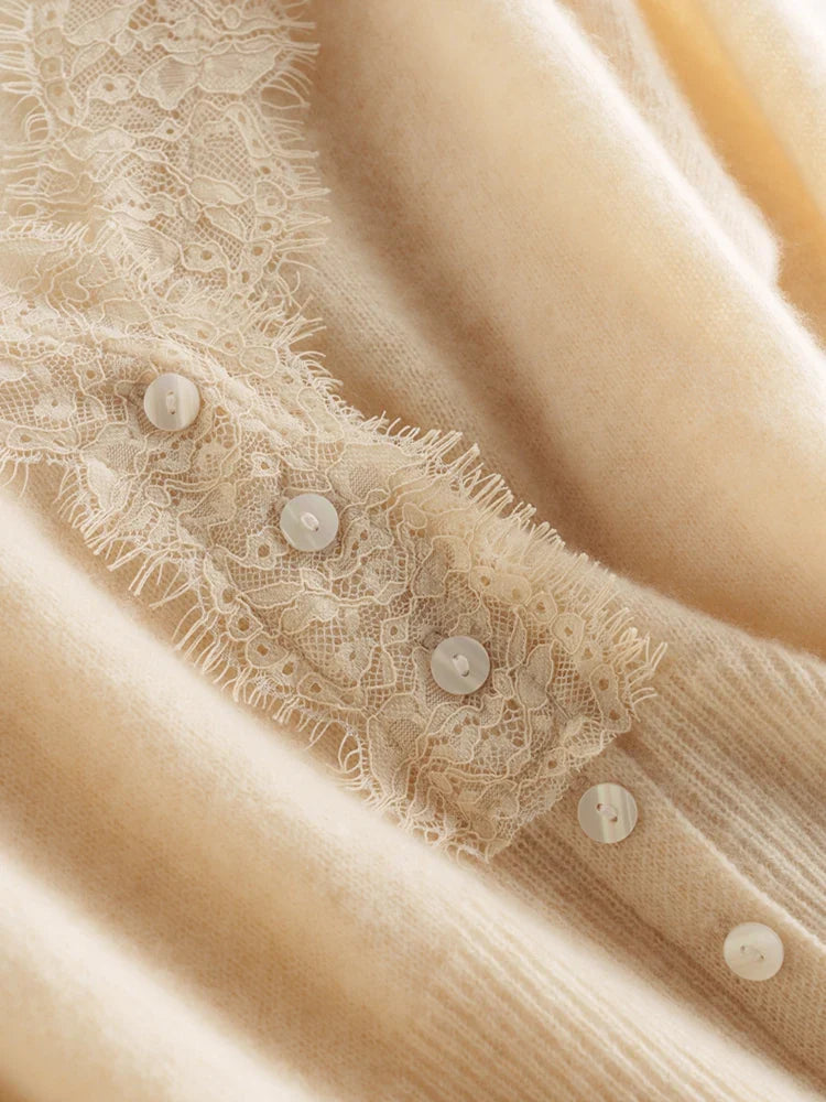 Women's lace cardigan with open-knit pattern