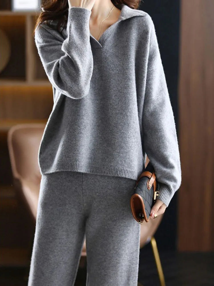 Women's polo neck knit co-ord set