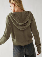 Women's waffle-knit hoodie with drawstring hood