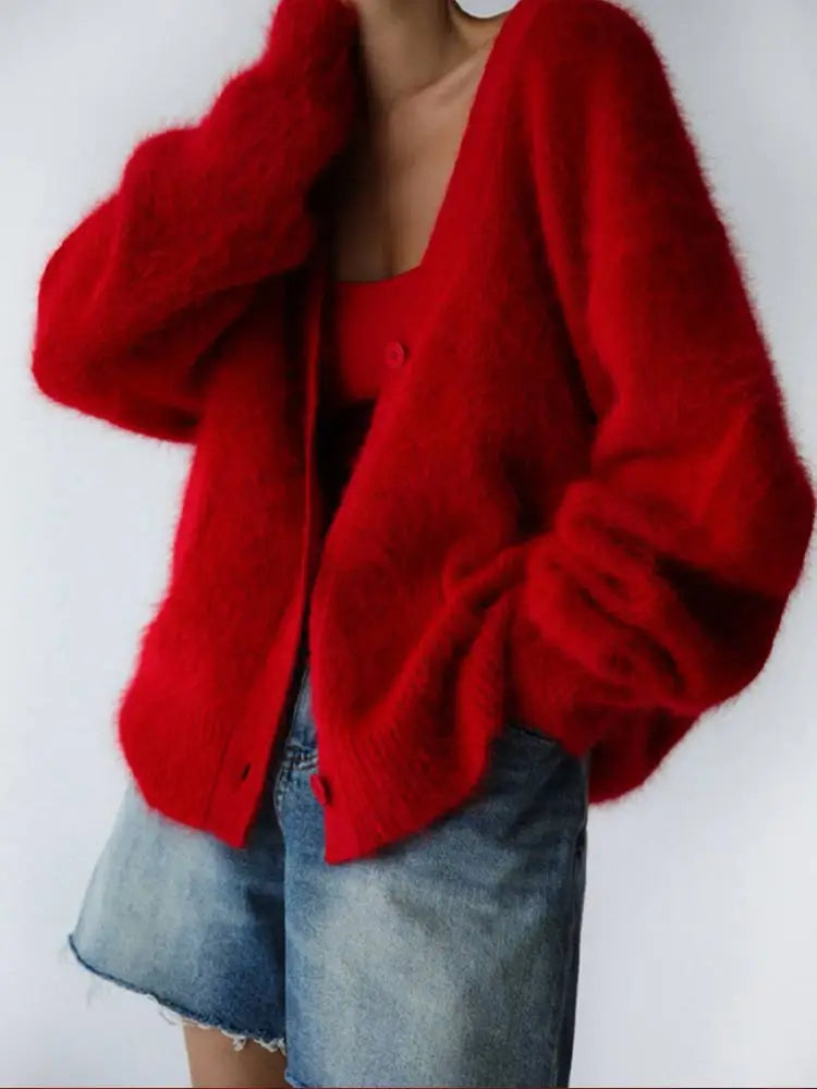 Women's open-front cardigan with long sleeves and ribbed trim