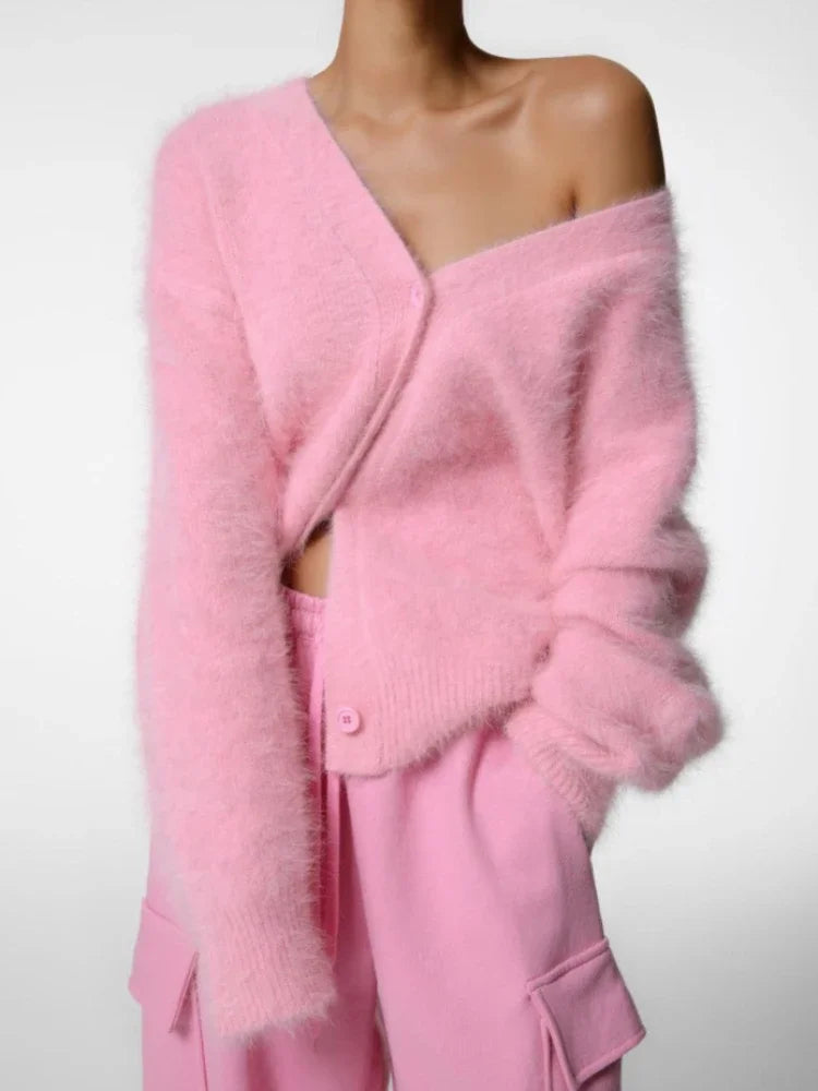 Women's open-front cardigan with long sleeves and ribbed trim