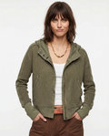 Women's waffle-knit hoodie with drawstring hood
