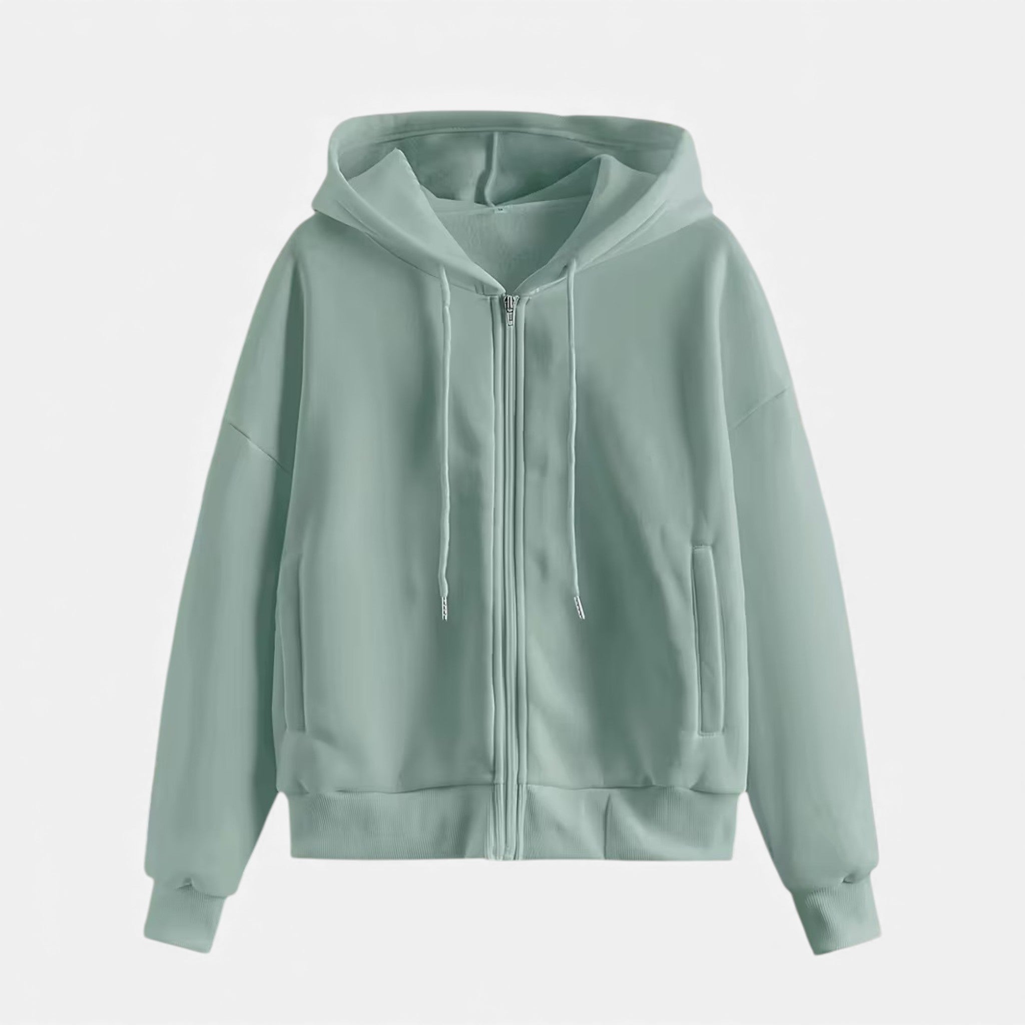 Women's zip-up hoodie with knit texture