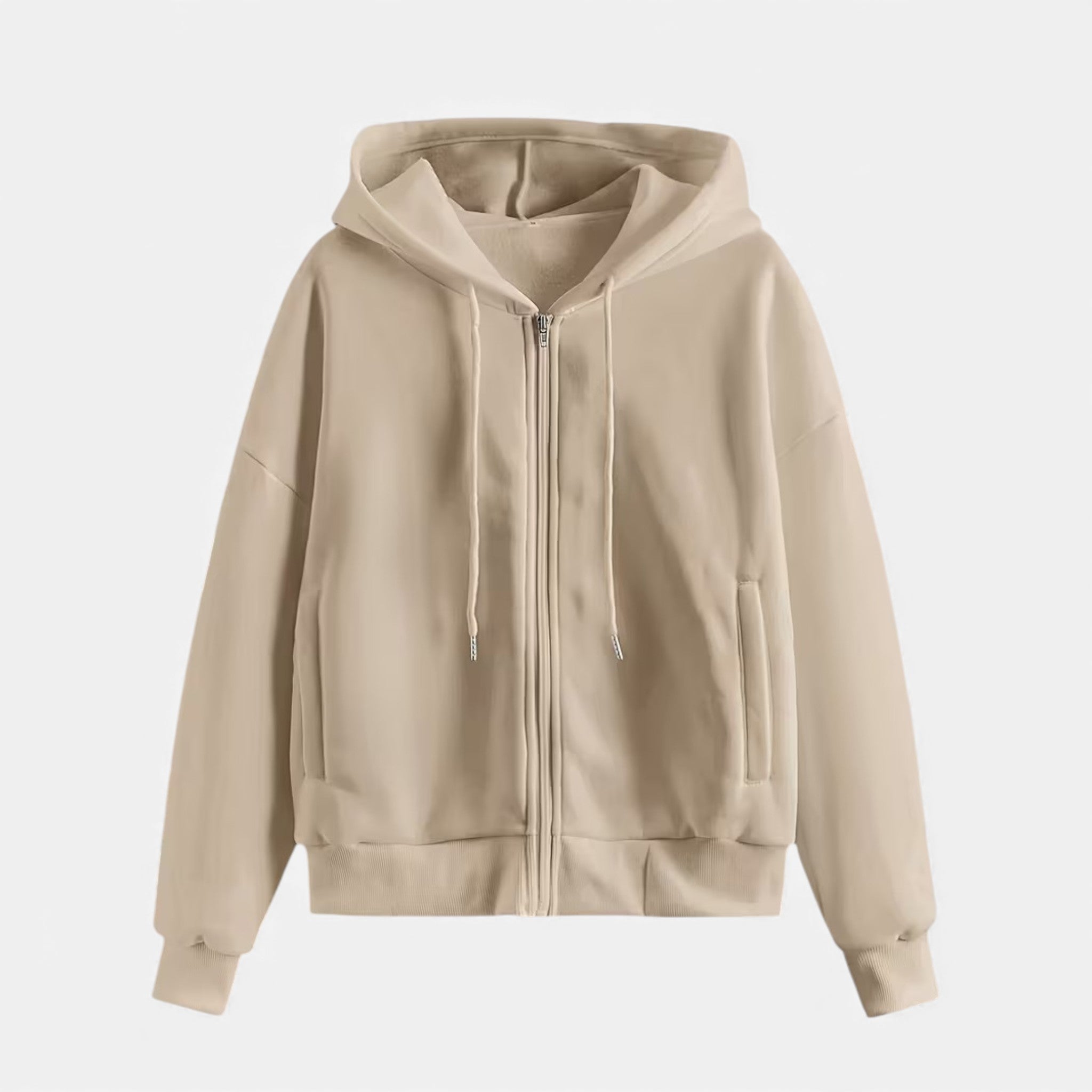 Women's zip-up hoodie with knit texture