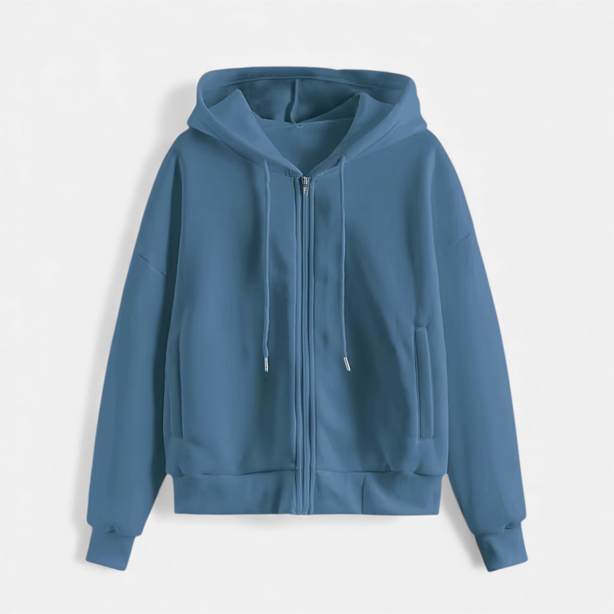 Women's zip-up hoodie with knit texture