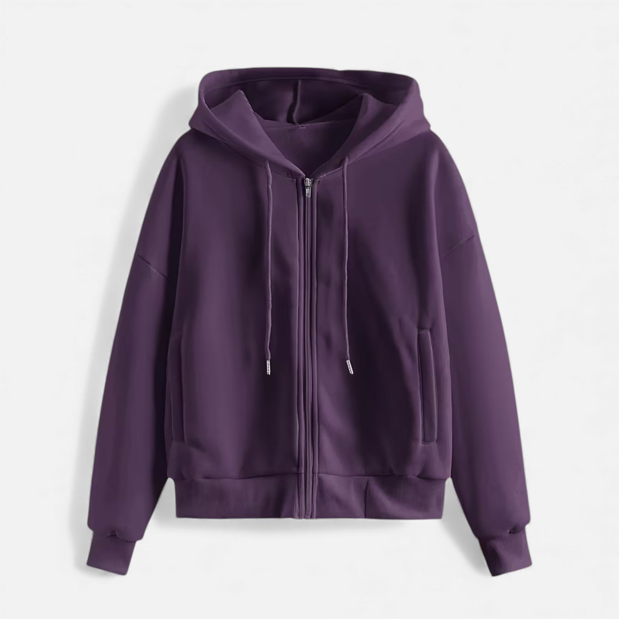 Women's zip-up hoodie with knit texture