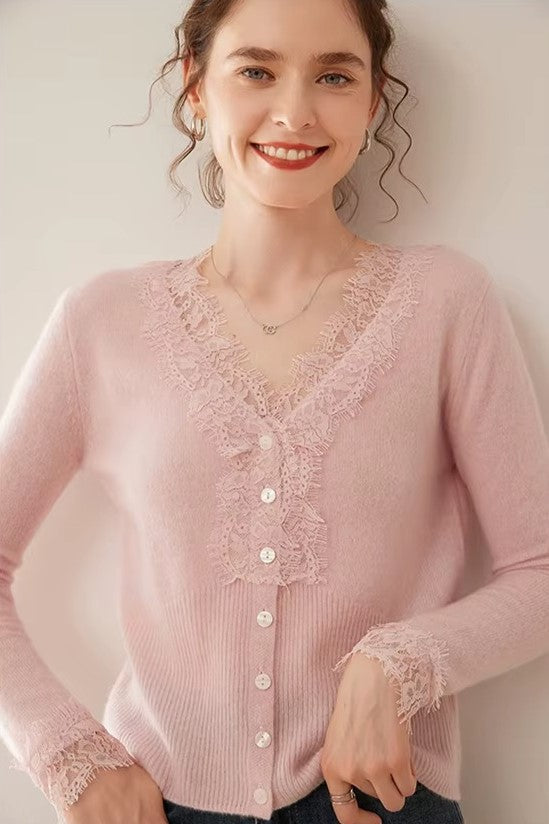 Women's lace cardigan with open-knit pattern