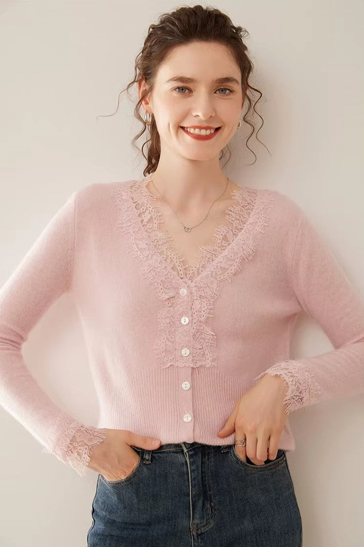Women's lace cardigan with open-knit pattern