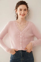 Women's lace cardigan with open-knit pattern