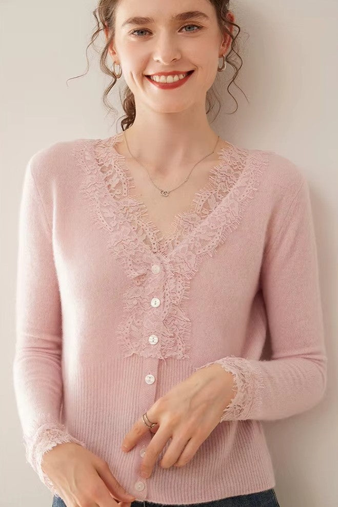 Women's lace cardigan with open-knit pattern
