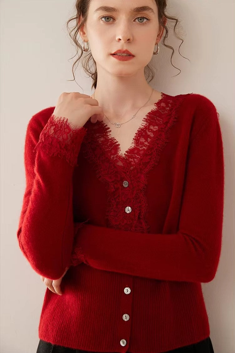 Women's lace cardigan with open-knit pattern