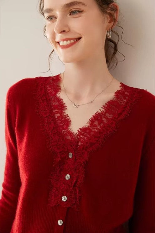 Women's lace cardigan with open-knit pattern