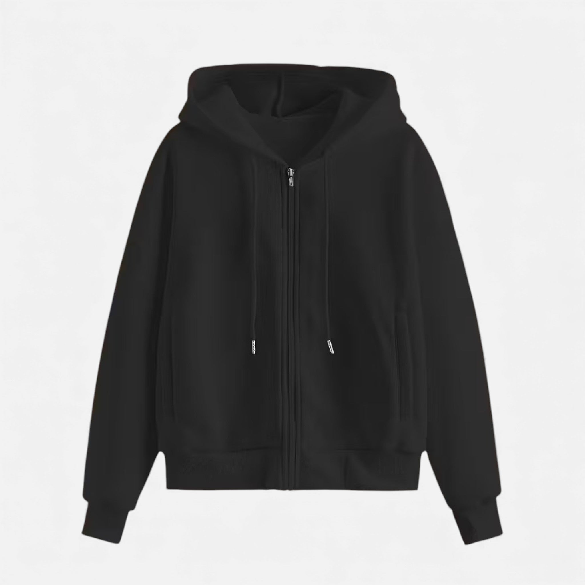 Women's zip-up hoodie with knit texture