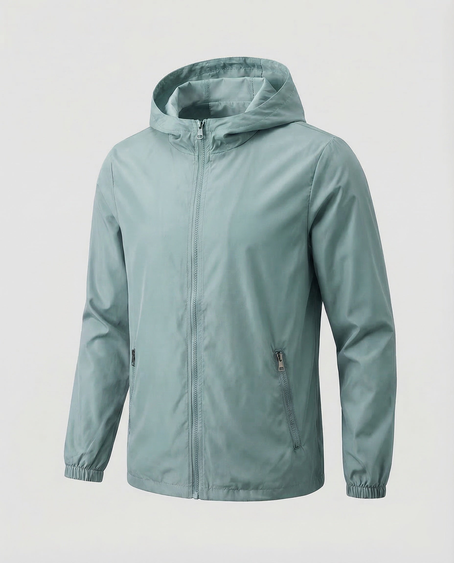 Men's lightweight hooded windbreaker jacket