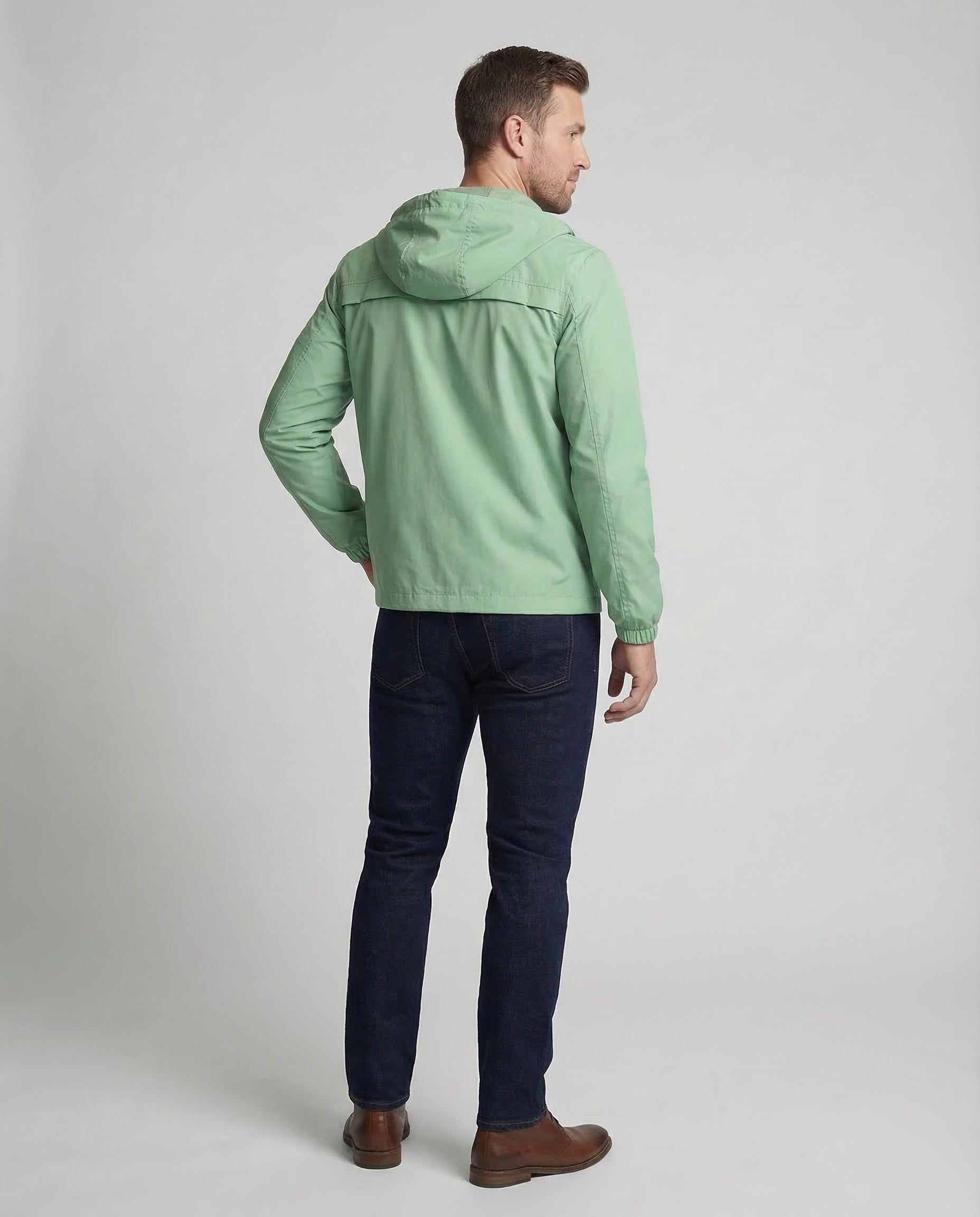 Men's lightweight hooded windbreaker jacket