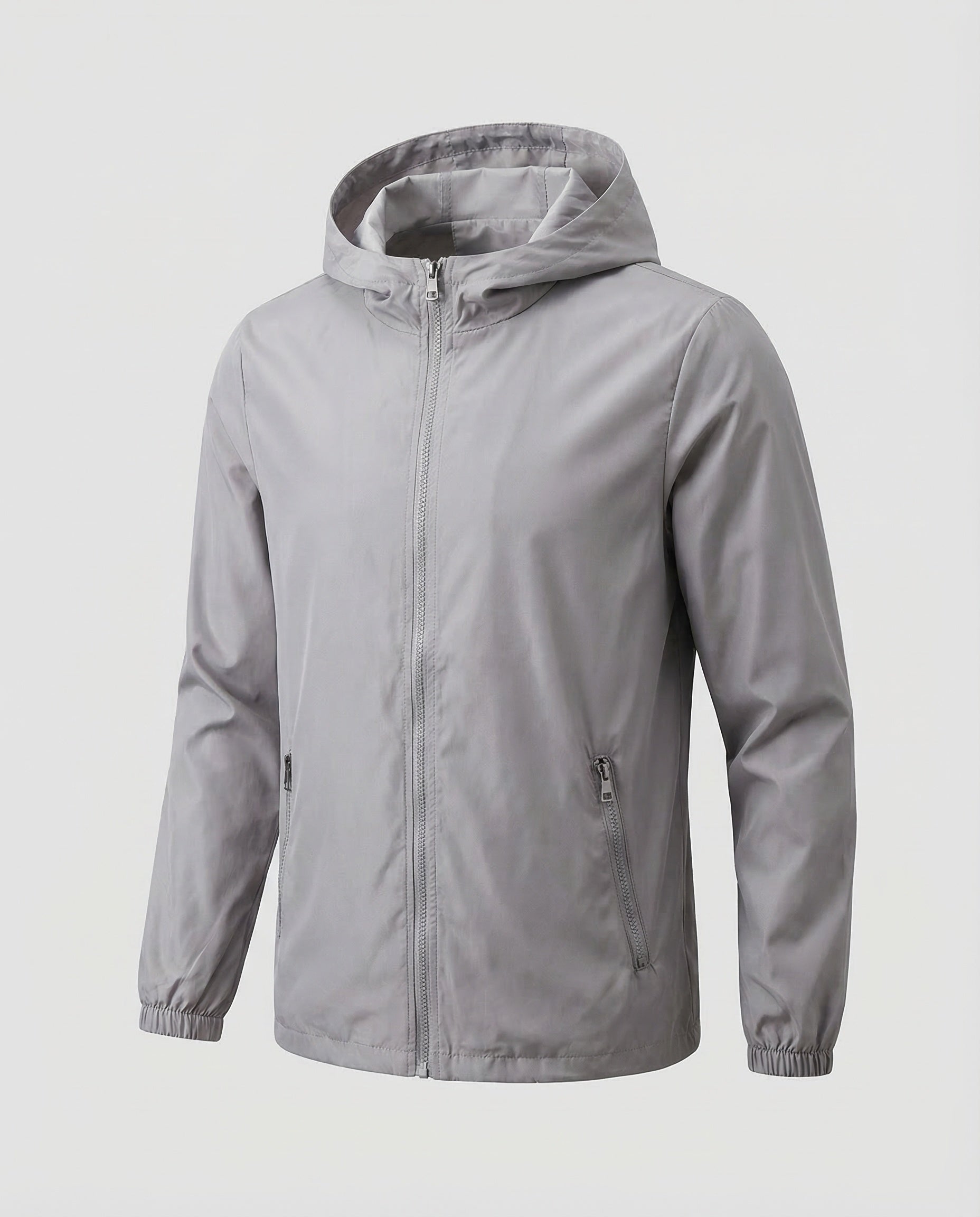 Men's lightweight hooded windbreaker jacket