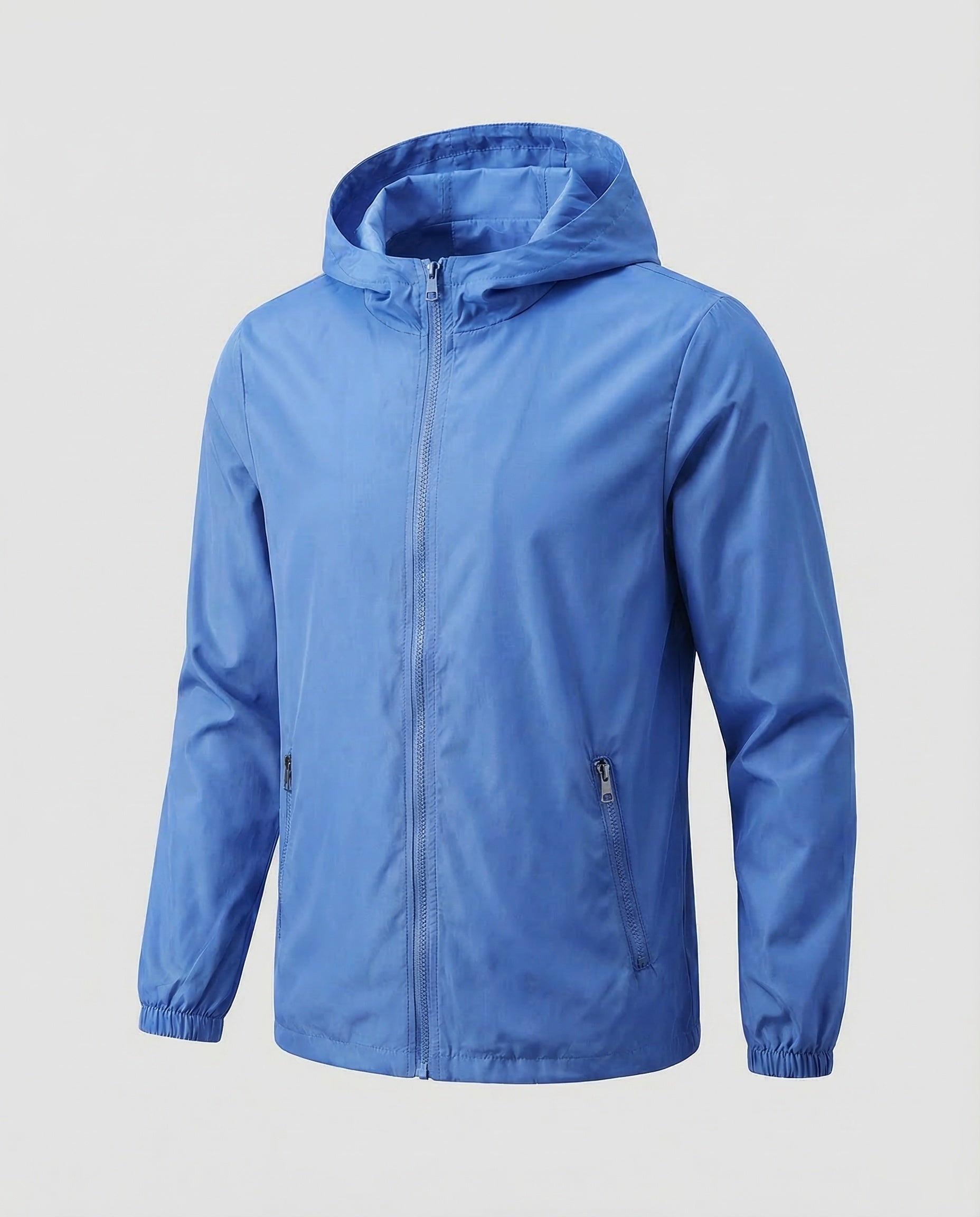 Men's lightweight hooded windbreaker jacket