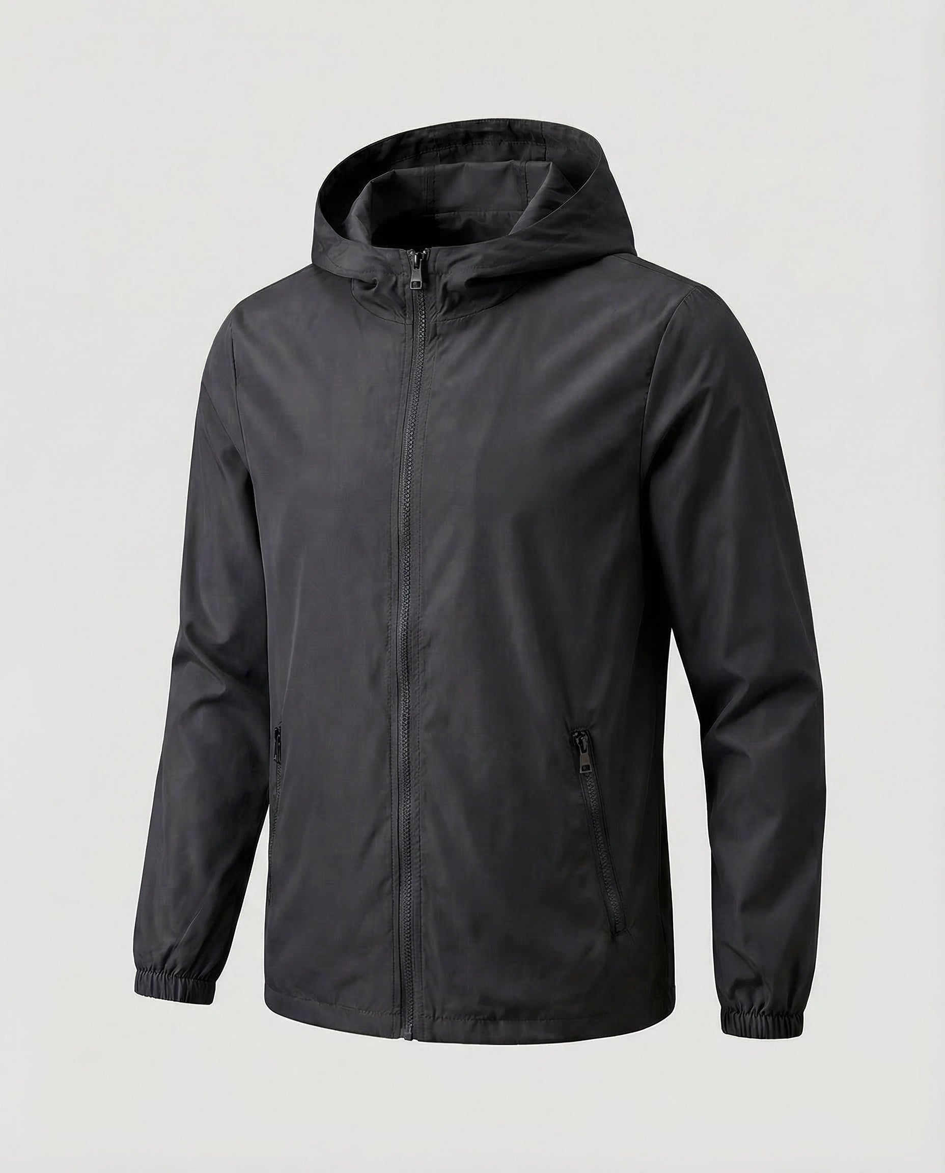 Men's lightweight hooded windbreaker jacket