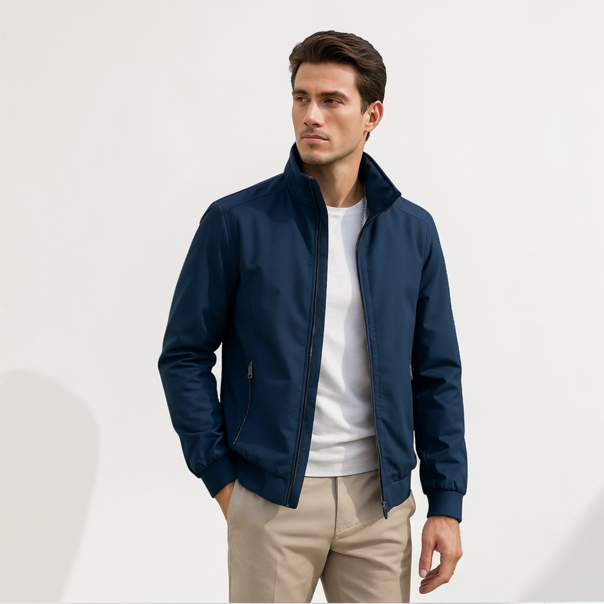 Men's lightweight jacket with structured collar