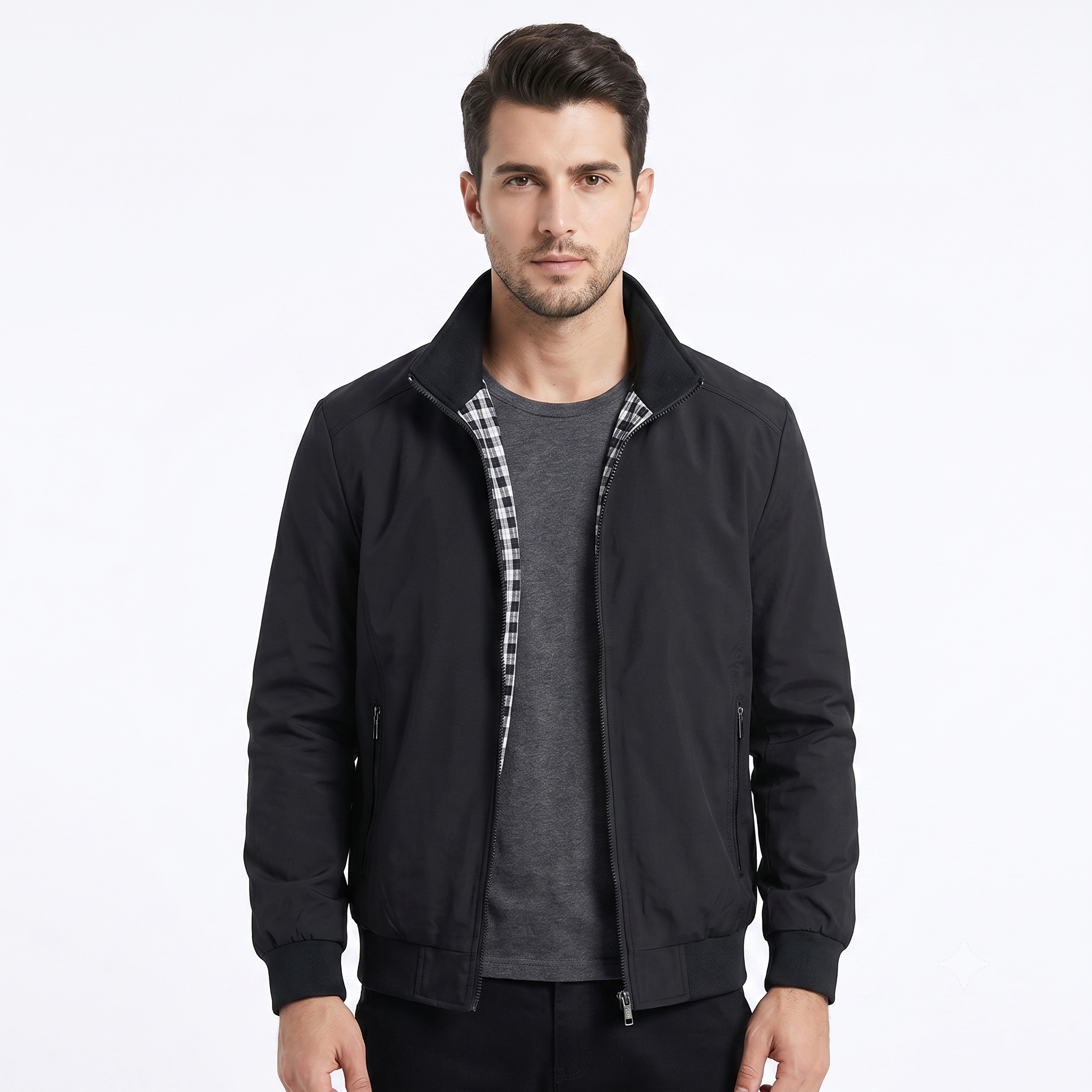 Men's lightweight jacket with structured collar