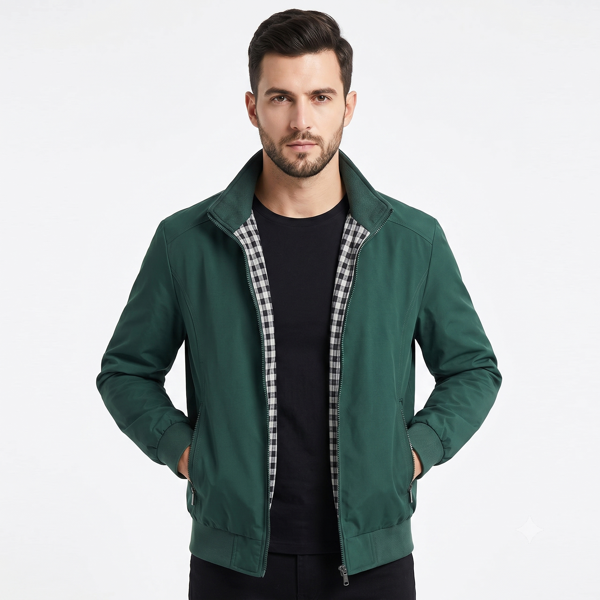 Men's lightweight jacket with structured collar