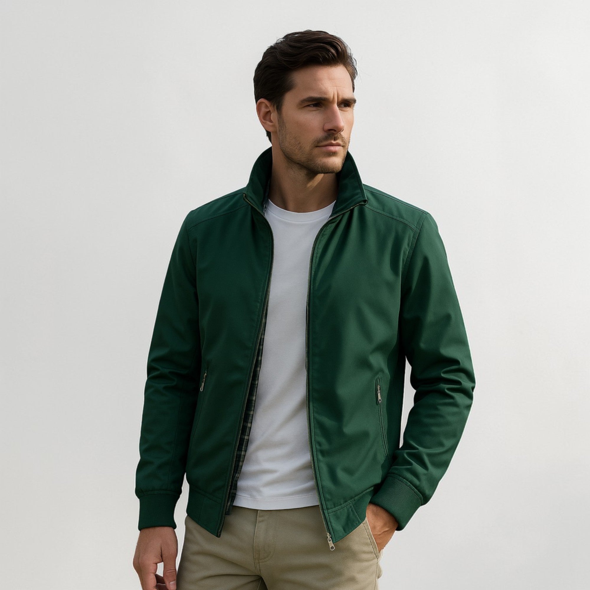 Men's lightweight jacket with structured collar